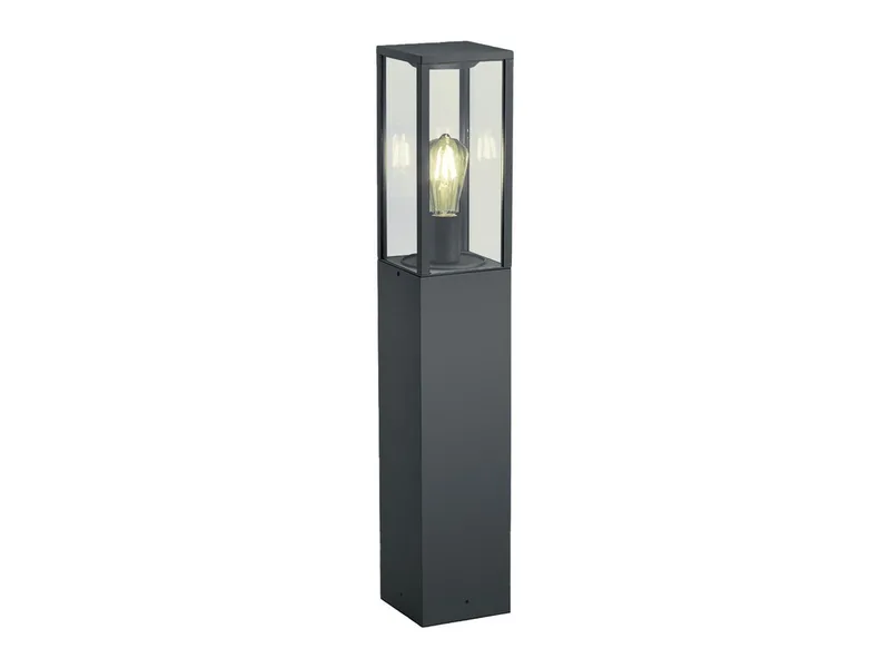 LED Pollerleuchte Aluminium Anthrazit & Glas, Höhe 80cm, LED wechselbar, warmweiß, Garten-Laterne zur Wegbeleuchtung, Außen Gartenlampe inkl. E27 LED by Trio in Grey – product photo