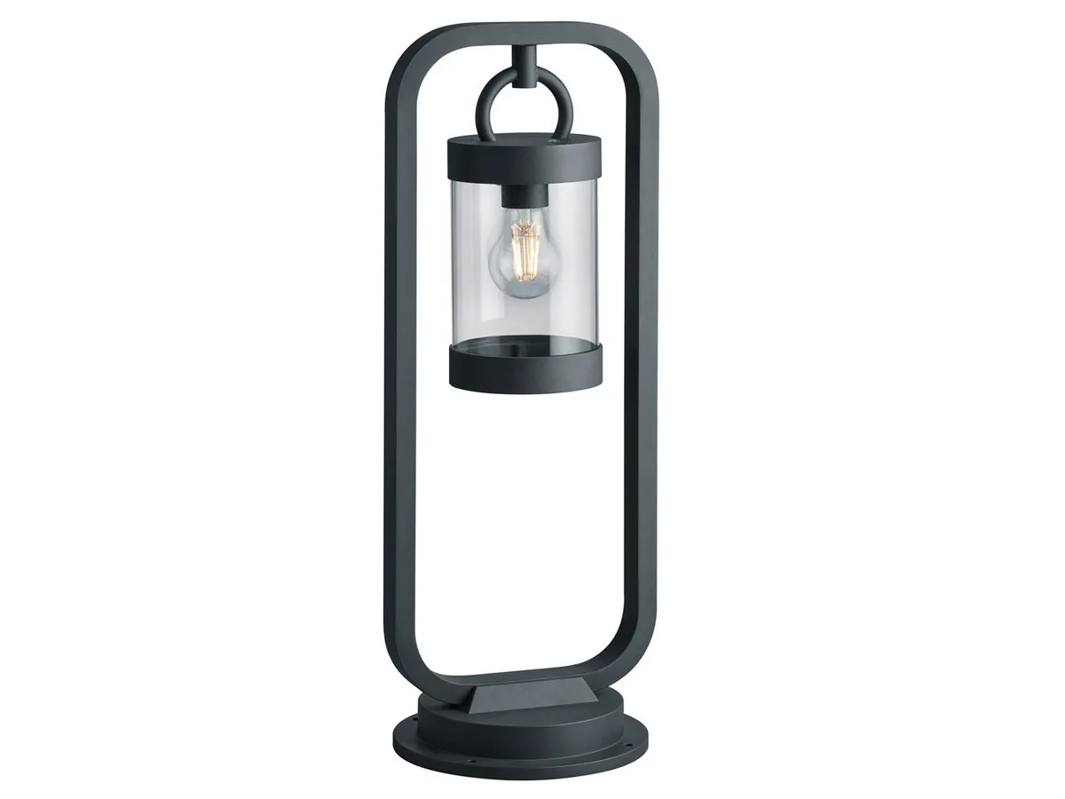 LED Pollerleuchte, LED wechselbar, Warmweiß, Pollerleuchte aus Aluminium, Wegbeleuchtung im Landhausstil, Höhe 60cm de Trio en Noir – photo produit