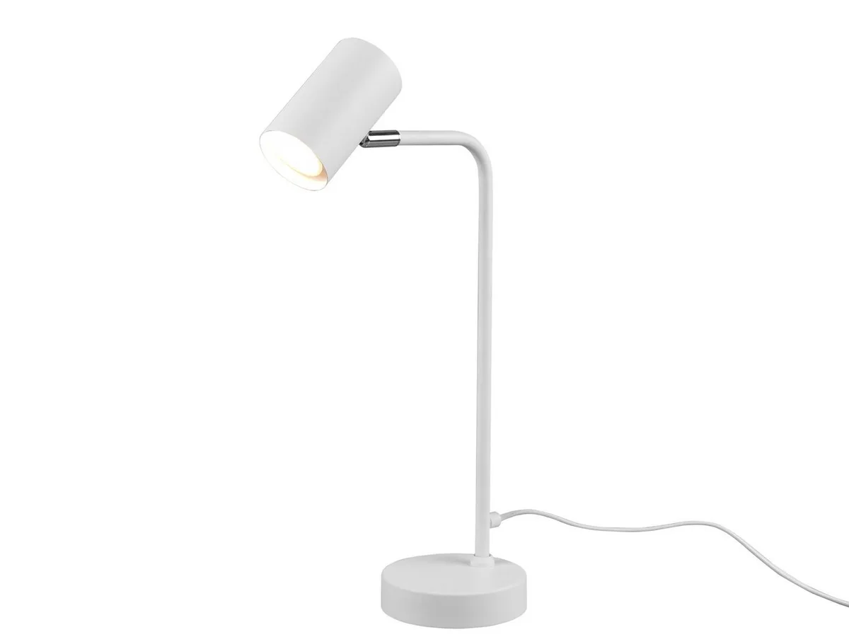 LED Schreibtischlampe Spot schwenkbar mit GU10 LED, Höhe 45cm, dimmbar, LED wechselbar, Warmweiß, große Nacht-Tischlampe, moderne Schreibtischleuchte Büro de Trio en Blanc – photo produit