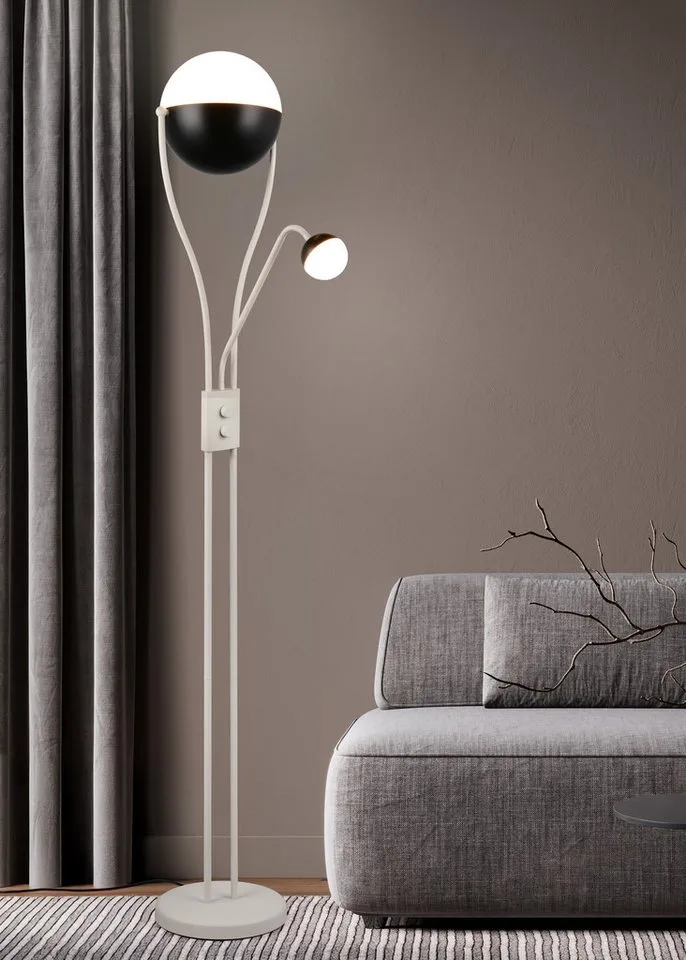 LED Stehlampe CHRIS, LED Stehleuchte, mit Lesearm, Drehdimmer, Dimmfunktion, Lesearm, getrennt schaltbar, LED fest integriert, Warmweiß, flexibles Leselicht getrennt schalten + dimmen, warmweißes Licht 3000K de Trio en Gris – photo produit