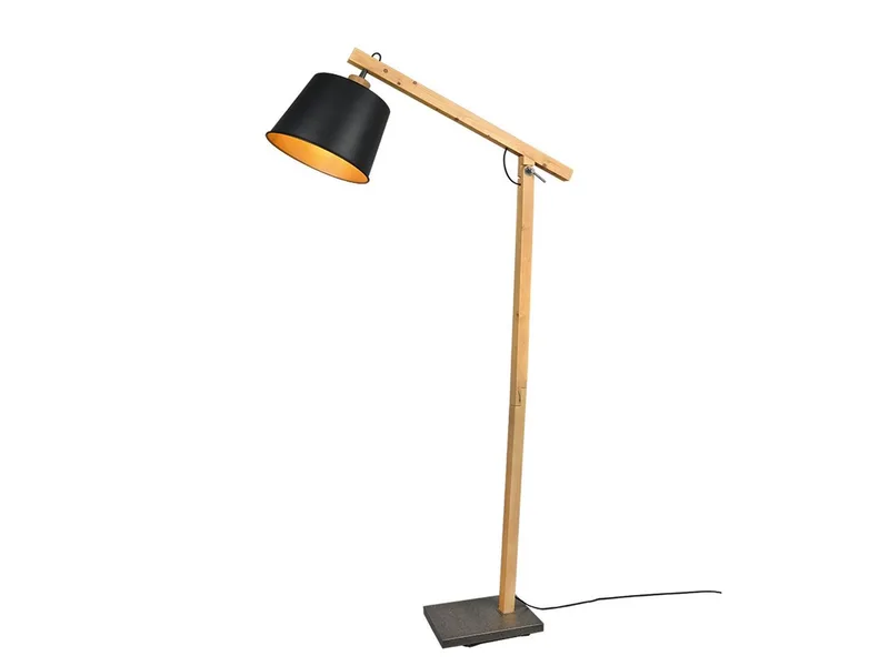 LED Stehlampe, Dimmfunktion, LED wechselbar, Warmweiß, skandinavisch-e Lampe mit Holz stehend für Lese-ecke, Höhe 156cm fra Trio i Sort – produktbillede
