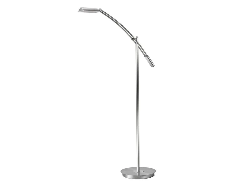 LED Stehlampe, Dimmfunktion, stufenlos dimmbar über Sensor, LED fest integriert, warmweiß, kleine Steh Lese-Lampe minimalistisch mit Schwenkarm, Höhe 126cm de Trio en Argent – photo produit