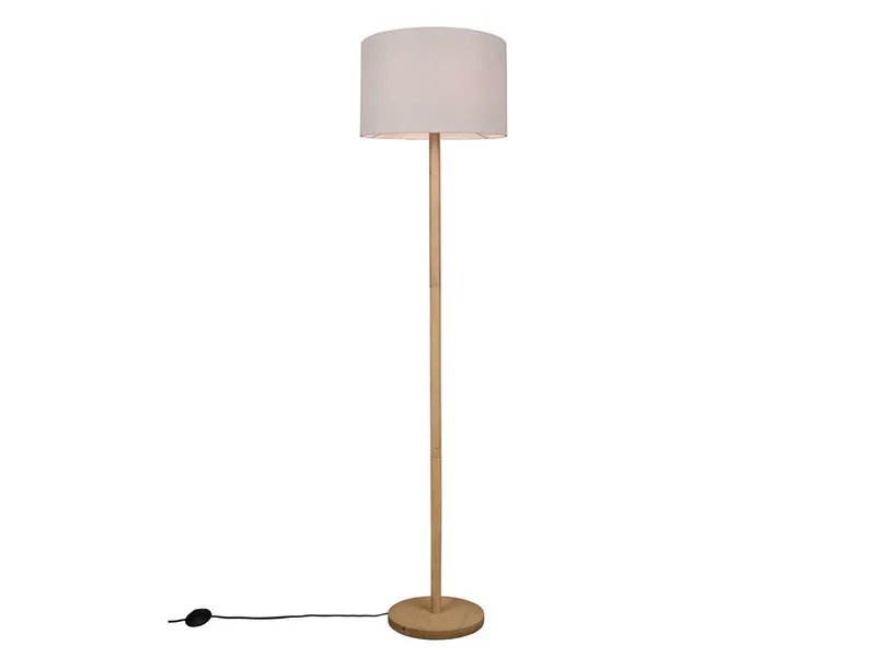 LED Stehlampe Korpus Holz & Stoffschirm, Höhe 162cm, dimmbar, LED wechselbar, Warmweiß, Stehleuchte skandinavisch Wohnzimmer inklusive E27 Leuchtmittel von Trio in Beige – Produktfoto