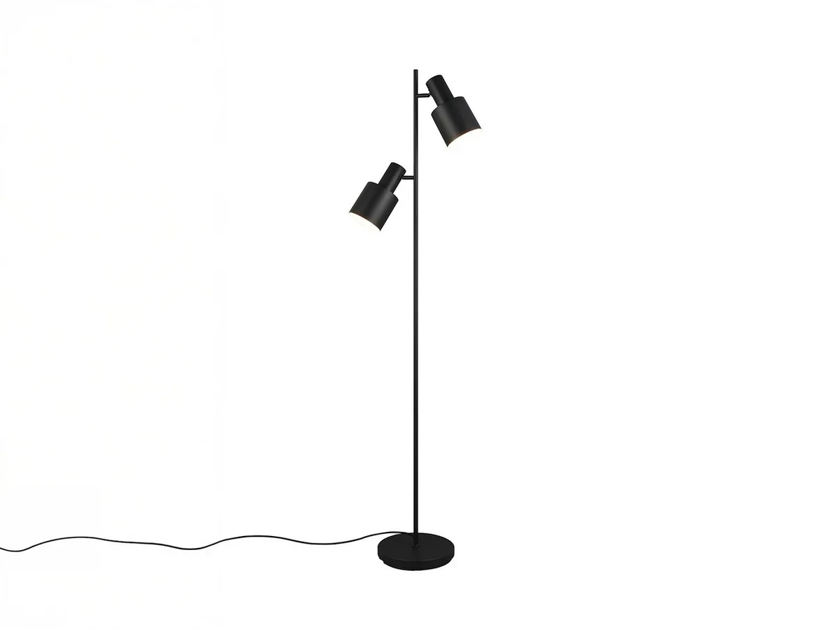 LED Stehlampe mit 2 schwenkbaren Spots, Höhe 161cm, dimmbar, LED wechselbar, Warmweiß, Stehend-e Leselampe für Lese-ecke Wohnzimmer-lampe mit E27 LED fra Trio i Sort – produktbillede