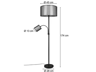 LED Stehlampe mit Leselampe & Stoffschirm Höhe 174cm, dimmbar, LED wechselbar, Warmweiß, moderne Steh-Leuchte zum Lesen, Wohnzimmer Lese-Ecke von Trio in Schwarz, Weiß – Produktfoto 4 von 5