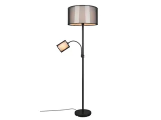 LED Stehlampe mit Leselampe & Stoffschirm Höhe 174cm, dimmbar, LED wechselbar, Warmweiß, moderne Steh-Leuchte zum Lesen, Wohnzimmer Lese-Ecke von Trio in Schwarz, Weiß – Produktfoto 1 von 5