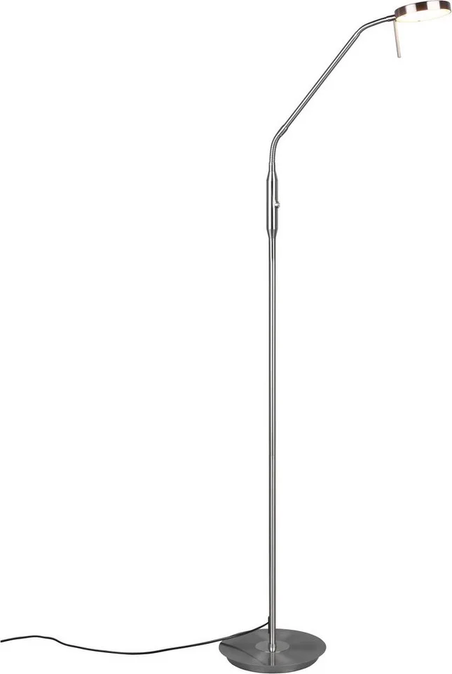 LED Stehlampe MONZA, Stehleuchte mit Sensordimmer Lichtfarbe einstellbar 2300-4000K, Dimmfunktion, Memoryfunktion, LED fest integriert, Farbwechsler, warmweiß - kaltweiß, Leuchtenkopf flexibel verstellbar Memoryfunktion Höhe 145-160 cm de Trio en Argent – photo produit
