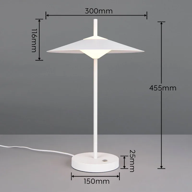 LED tafellamp Amalo, matwit, hoogte 46 cm, metaal, CCT de Trio en Mat wit – photo produit