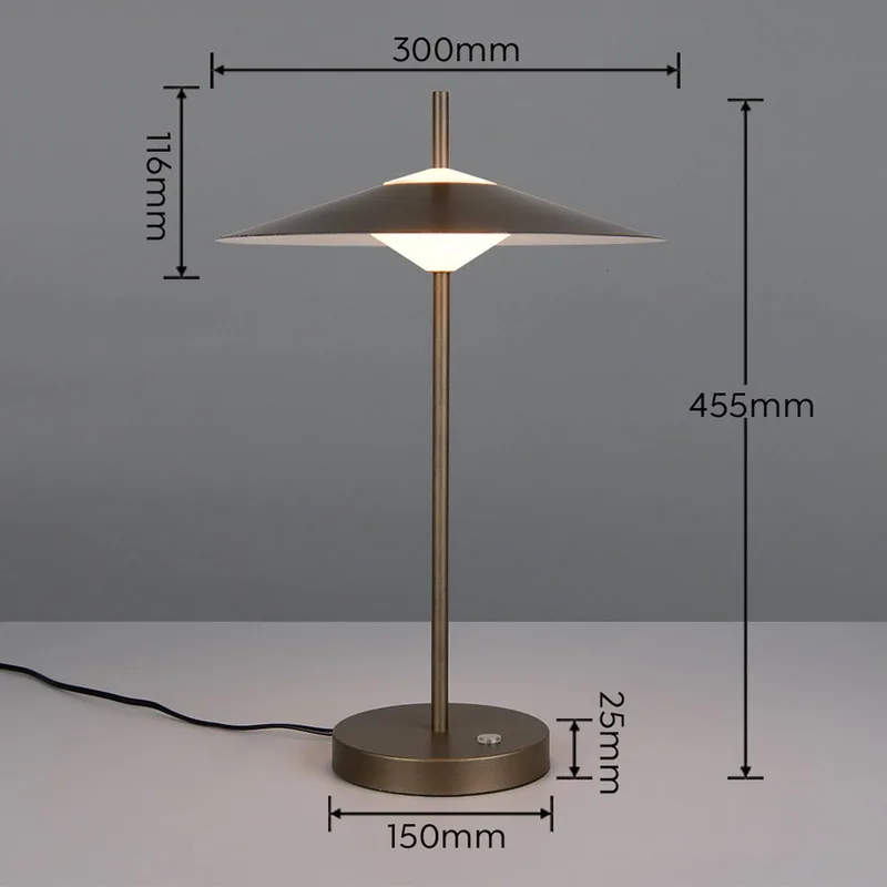 LED tafellamp Amalo, platinakleurig, hoogte 46 cm, metaal, CCT de Trio en Platina – photo produit