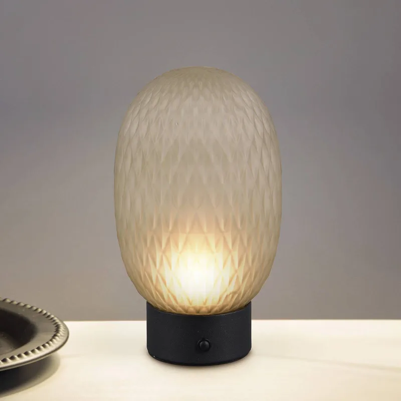 LED tafellamp Facette, USB, glas fra Trio i Grøn – produktbillede