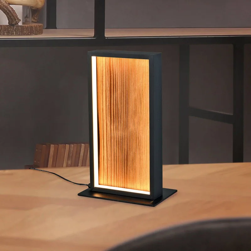 LED tafellamp Kalea, hoogte 30 cm, houtkleurig, hout von Trio in Houtkleurig, Schwarz – Produktfoto