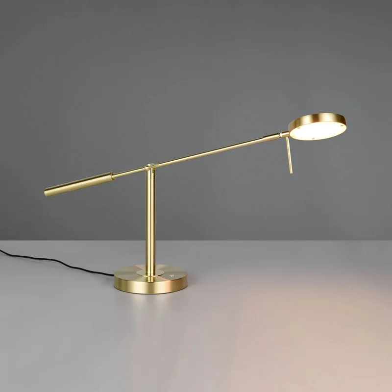 LED tafellamp Monza, messingkleurig, hoogte 52 cm, metaal fra Trio i Mat messing – produktbillede