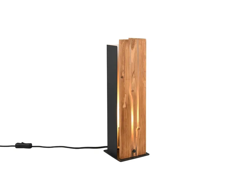 LED Tischleuchte aus Holz, inkl. E27, LED Höhe 40cm, dimmbar, LED wechselbar, warmweiß, große rustikale Holz-lampe, Tischlampe für Fensterbank & Beistelltisch de Trio en Beige – photo produit