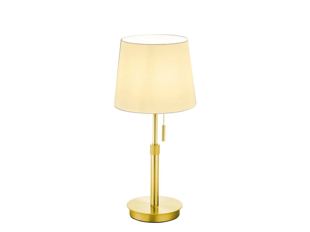 LED Tischleuchte höhenverstellbar, max. Höhe 56cm, dimmbar, LED wechselbar, Warmweiß, große Designklassiker Nacht-Tischlampe inkl. E27 LED von Trio in Gold – Produktfoto