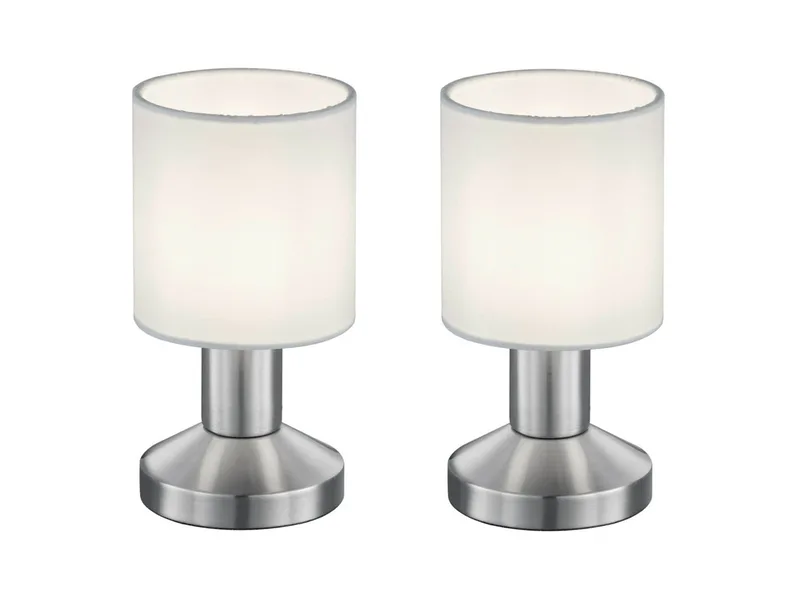 LED Tischleuchte, ohne Leuchtmittel, 2er Set kleine Nachttisch-lampe mit Touch-funktion Fensterbank H: 18cm de Trio en Blanc – photo produit