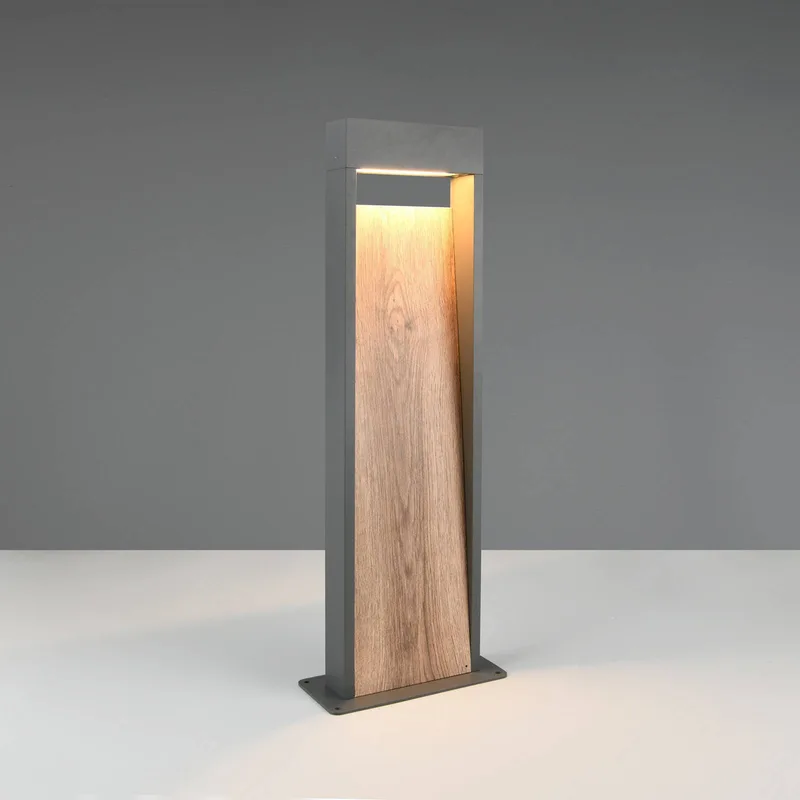 LED tuinpadverlichting SALMON, houtlook, hoogte 60 cm, metaal, IP44 von Trio in Hout – Produktfoto