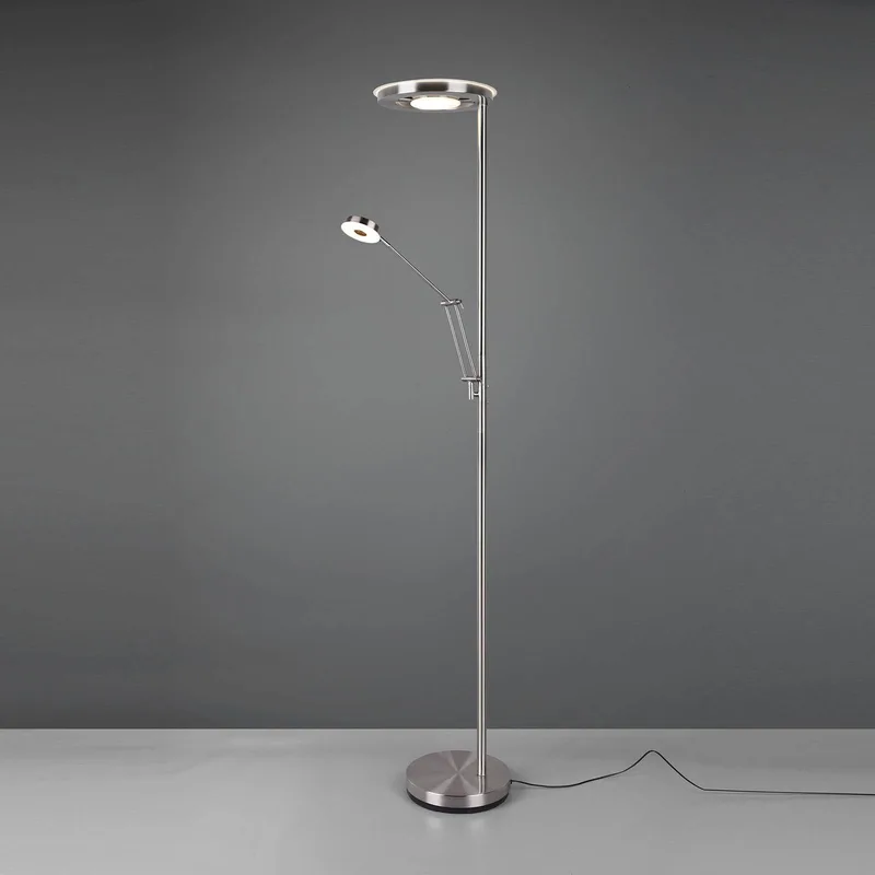 LED-uplight Barrie med læselampe, nikkel mat fra Trio i Mat nikkel – produktbillede