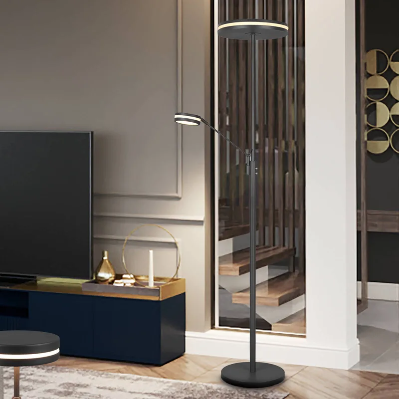 LED uplighter Franklin, leeslamp van Trio in Antraciet – productfoto