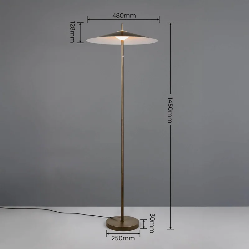 LED vloerlamp Amalo, platinakleurig, hoogte 145 cm, metaal, CCT de Trio en Platina – photo produit