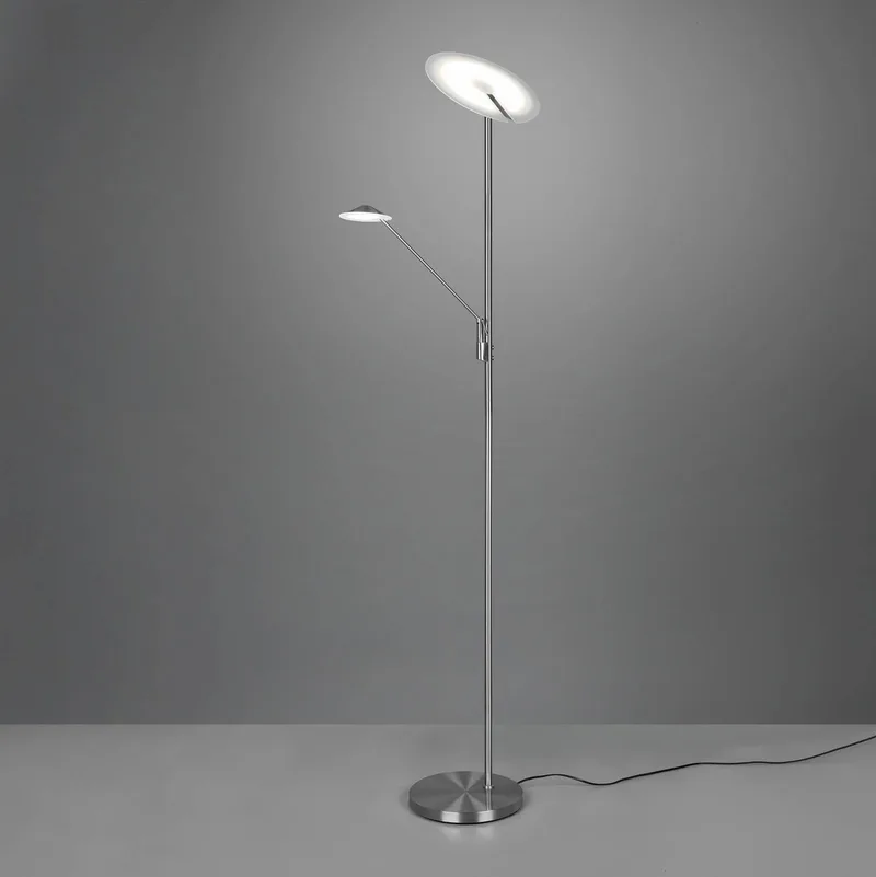 LED-Stehleuchte Brantford, Leseleuchte nickel matt von Trio in Mat nikkel – Produktfoto