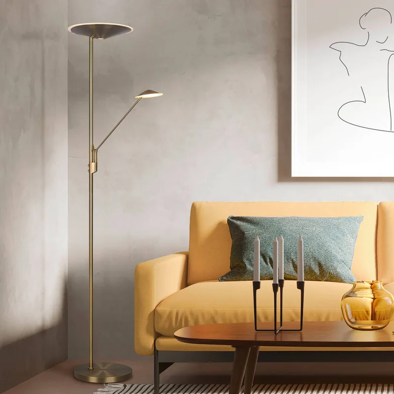 LED vloerlamp Brantford leeslamp fra Trio i Oud messing – produktbillede
