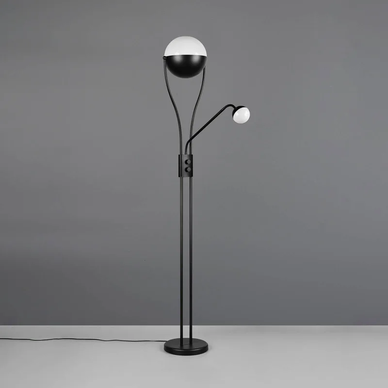 LED vloerlamp Chris, metaal, leeslamp, dimmer fra Trio i Sort – produktbillede