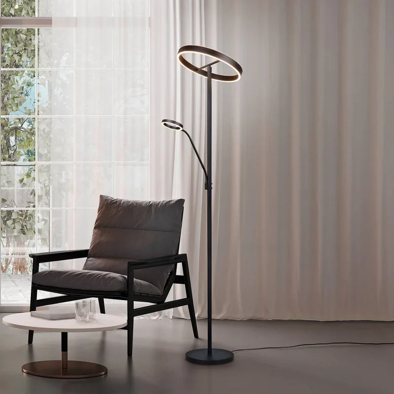 LED vloerlamp Willis, zwart, hoogte 180 cm metaal CCT dimmer från Trio i Zwart mat – produktbild
