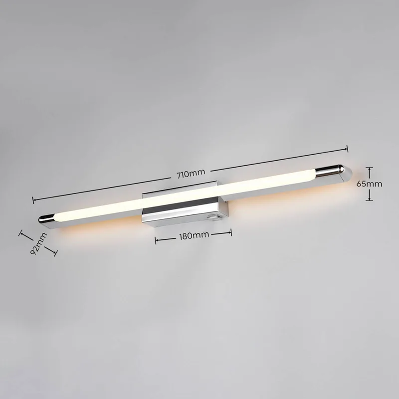 LED wandlamp Alberto, chroom, breedte 71 cm, metaal, IP44 fra Trio i Krom, Hvid – produktbillede