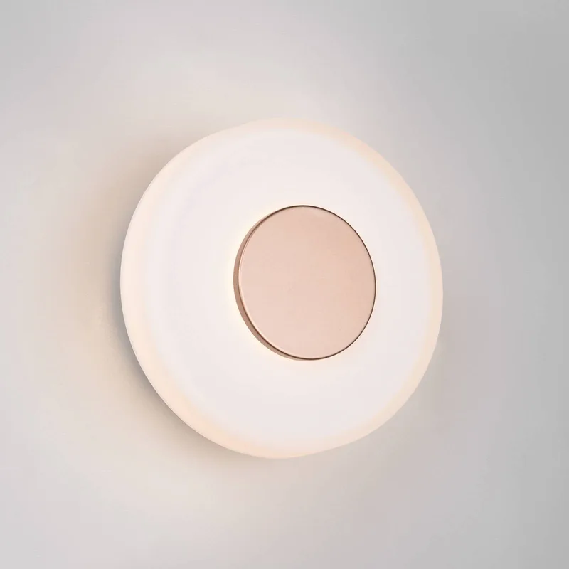 LED wandlamp Celeste, bruin/wit, Ø 22 cm glas dimbaar de Trio en Blanc, Marron – photo produit
