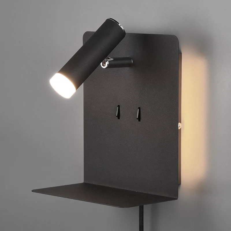 LED wandlamp Element met schap de Trio en Zwart mat – photo produit