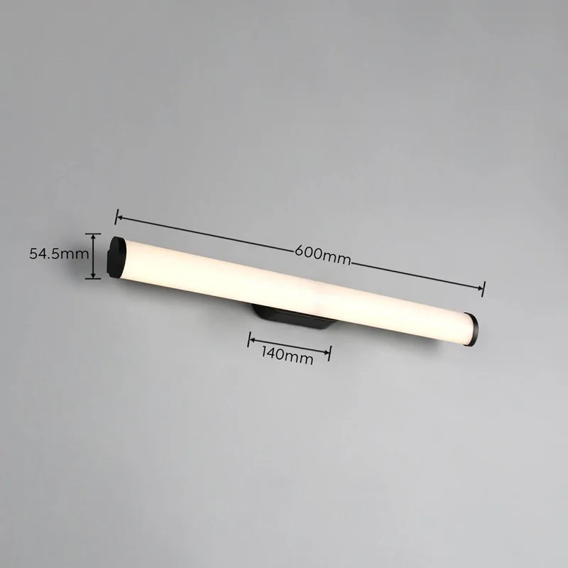LED wandlamp Ernesto, zwart, breedte 60 cm, 3.000 K, IP44 de Trio en Matzwart, Blanc – photo produit