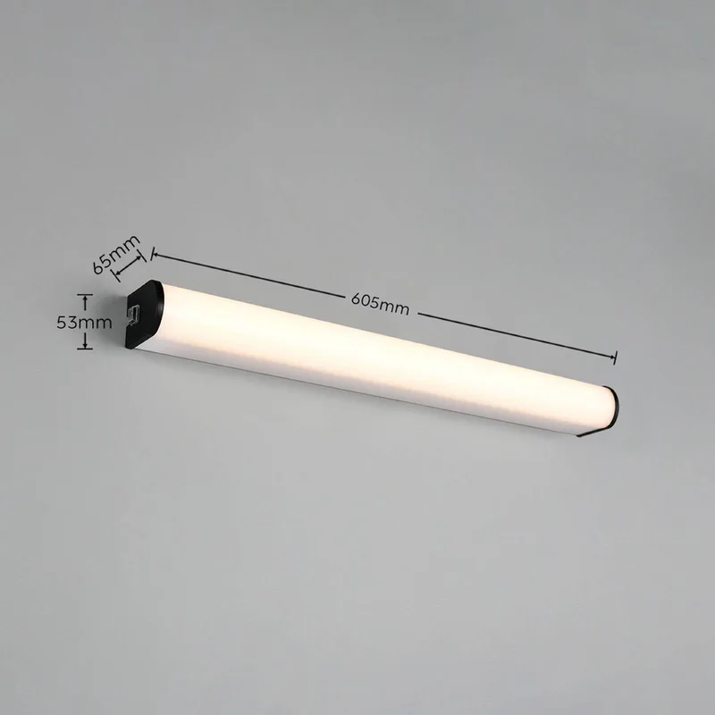 LED wandlamp Giacomo, breedte 60 cm, metaal, IP44 de Trio en Noir – photo produit