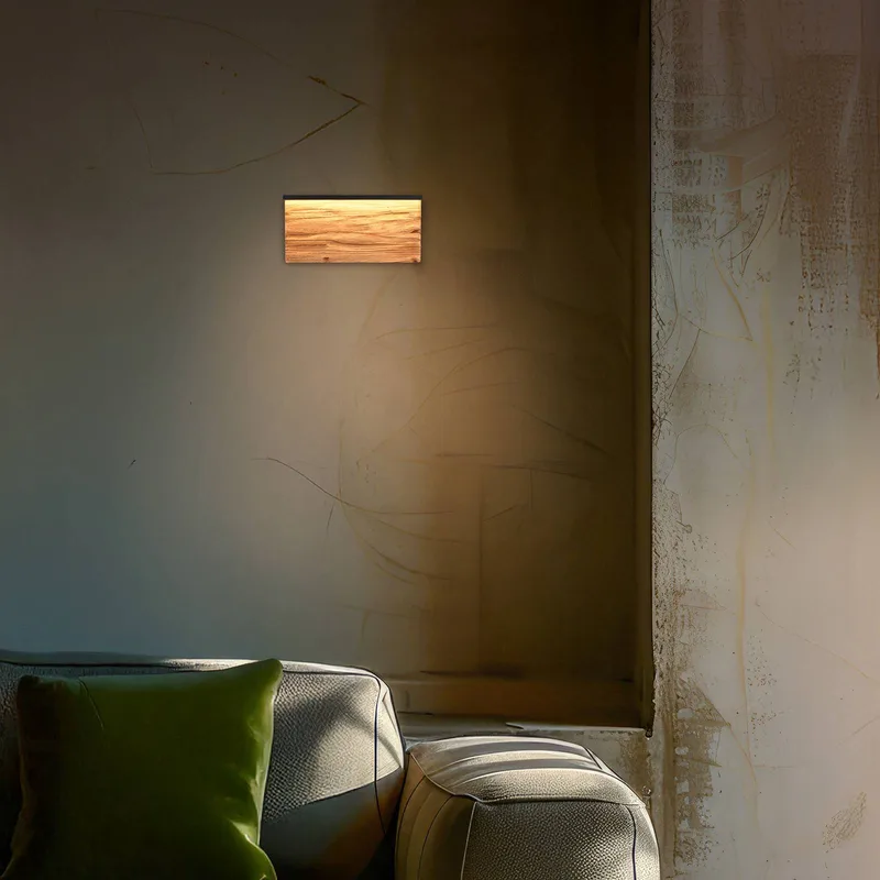 LED wandlamp Kalea, breedte 30 cm, houtkleurig, hout de Trio en Houtkleurig, Noir – photo produit