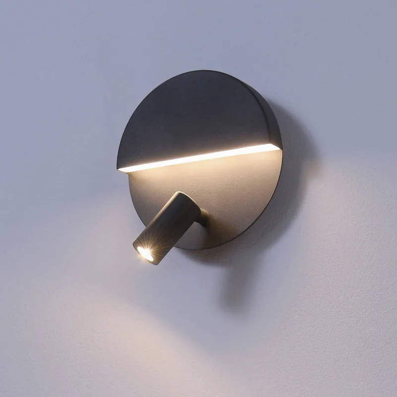 LED wandlamp Mario met zwenkbare spot de Trio en Mat zwart – photo produit