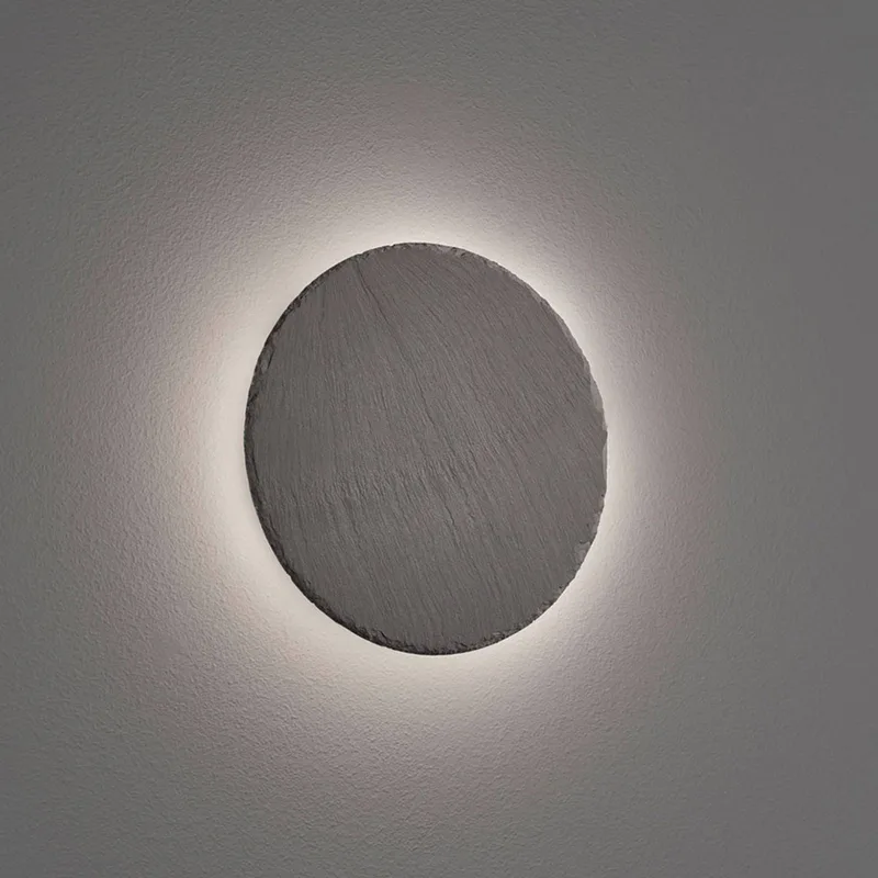 LED wandlamp Raven van leisteen, rond de Trio en Noir – photo produit