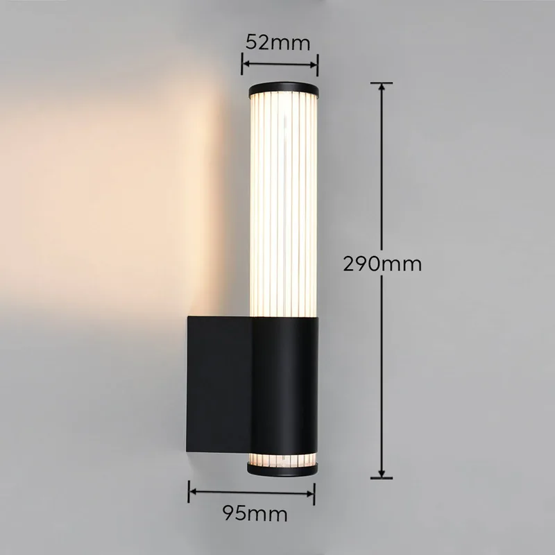 LED wandlamp Stefano, matzwart, hoogte 29 cm, metaal, IP44 de Trio en Matzwart, Blanc – photo produit