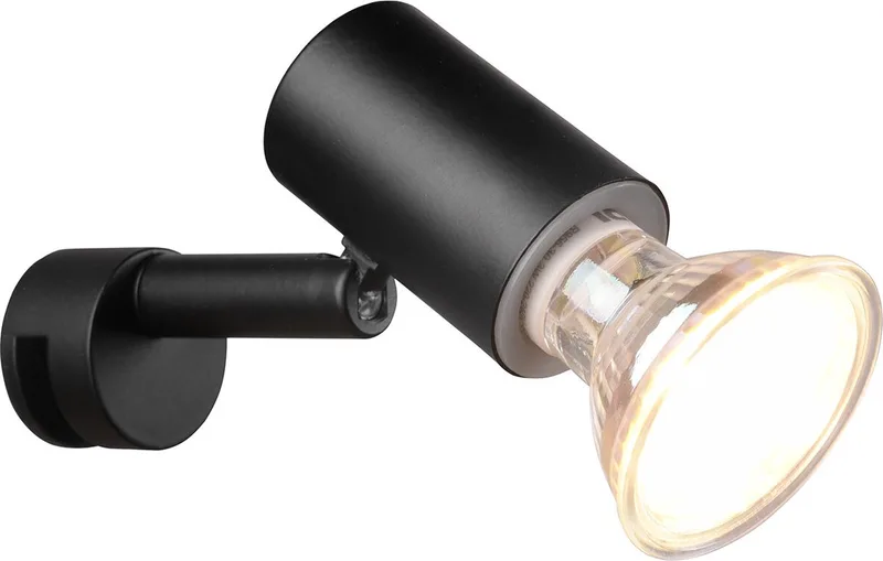 LED Wandlamp - Wandverlichting - GU10 Fitting - Spatwaterdicht IP44 - Rond - Aluminium fra Trio i Sort – produktbillede
