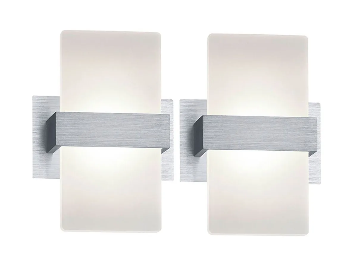 LED Wandleuchte 2er SET mit Schalter, Höhe 18cm, LED fest integriert, Warmweiß, kleine innen Wandlampe modern, Wandbeleuchtung Wohnzimmer & Flur de Trio en Blanc – photo produit
