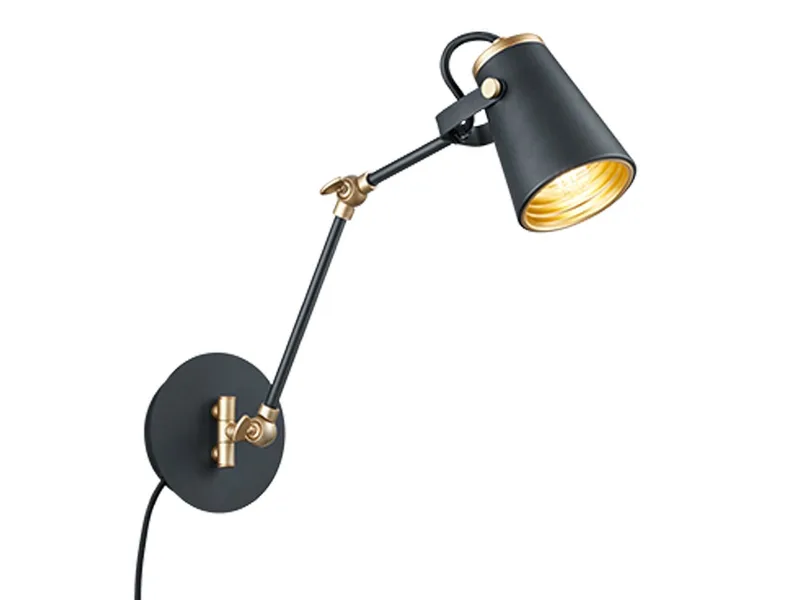 LED Wandleuchte, LED wechselbar, Warmweiß, schwenkbare Leselampe Wand mit Gelenk-arm, Gold-en Höhe 25cm fra Trio i Sort – produktbillede