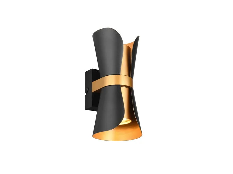LED Wandleuchte, Leuchtmittel dimmbar, LED wechselbar, Warmweiß, ausgefallen-e Up Down Wandbeleuchtung innen mit Zylinder Lampenschirm de Trio en Noir – photo produit