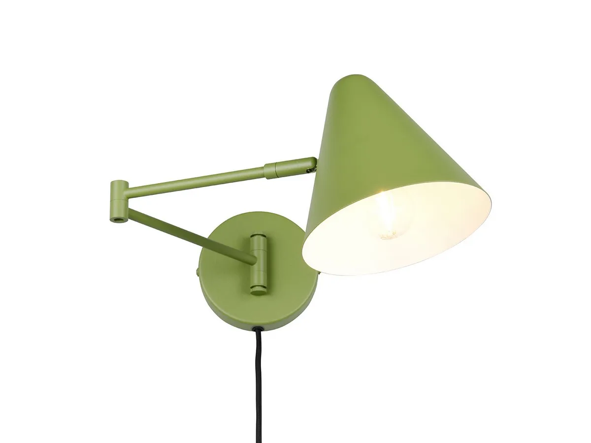 LED Wandleuchte mit Schalter, Stecker & Kabel, Höhe 16cm, dimmbar, LED wechselbar, Warmweiß, Schwenkarm Ausladung max. 54cm, Wandlampe, Leselampe inkl. E14 LED by Trio in Green – product photo