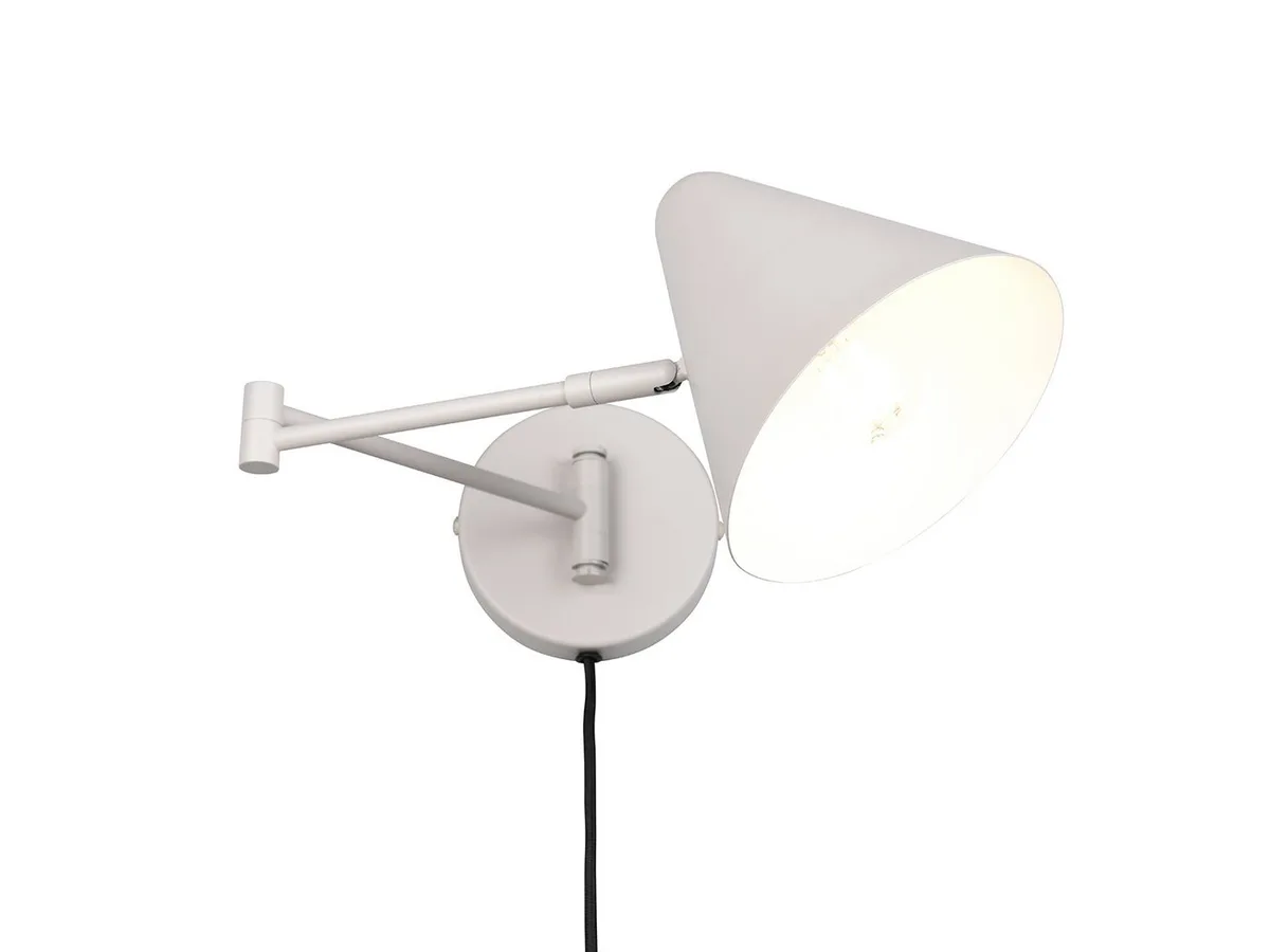 LED Wandleuchte mit Schalter, Stecker & Kabel, Höhe 16cm, dimmbar, LED wechselbar, Warmweiß, Schwenkarm Ausladung max. 54cm, Wandlampe, Leselampe inkl. E14 LED von Trio in Grau – Produktfoto