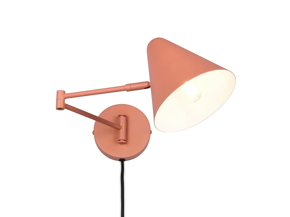 LED Wandleuchte mit Schalter, Stecker & Kabel, Höhe 16cm, dimmbar, LED wechselbar, Warmweiß, Schwenkarm Ausladung max. 54cm, Wandlampe, Leselampe inkl. E14 LED de Trio en Orange – photo produit