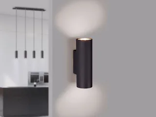 LED Wandleuchte Up & Down Höhe 18cm, inkl. GU10 LED, dimmbar, LED wechselbar, Warmweiß, kleine innen Wandlampe, indirekte Wand-Beleuchtung Wohnzimmer van Trio in Zwart – productfoto 2 van 5