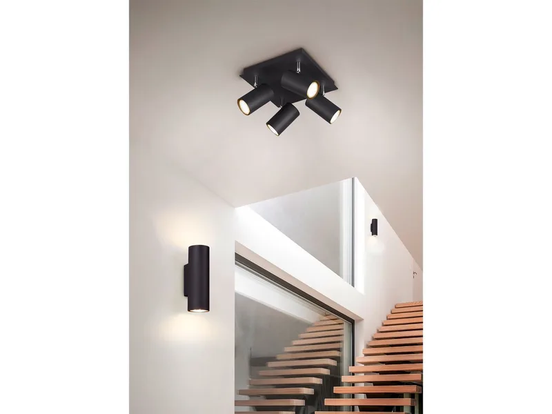 LED Wandleuchte Up & Down Höhe 18cm, inkl. GU10 LED, dimmbar, LED wechselbar, Warmweiß, kleine innen Wandlampe, indirekte Wand-Beleuchtung Wohnzimmer van Trio in Zwart – productfoto 5 van 5