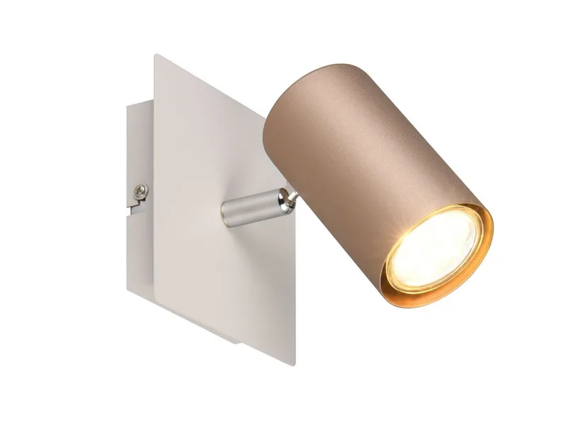 LED Wandstrahler Spot schwenkbar Höhe 12cm inkl. GU10 LED, dimmbar, LED wechselbar, Warmweiß, kleine innen Wand-Leuchte für Wohnzimmer & Flur de Trio en Marron, Gris – photo produit