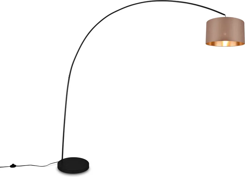 MANSUR Vloerlamp - Booglamp - Taupe kap - H210cm de Trio en Noir – photo produit