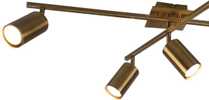 MARLEY - Plafondlamp - excl. 5x GU10 4,9 W - Zwenkbaar de Trio en Oud messing – photo produit