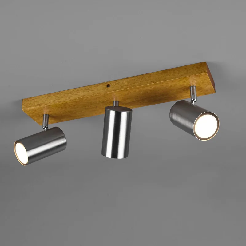 Marley plafondspot, mat nikkel, 3-lamps de Trio en Lichtbruin, Mat nikkel – photo produit