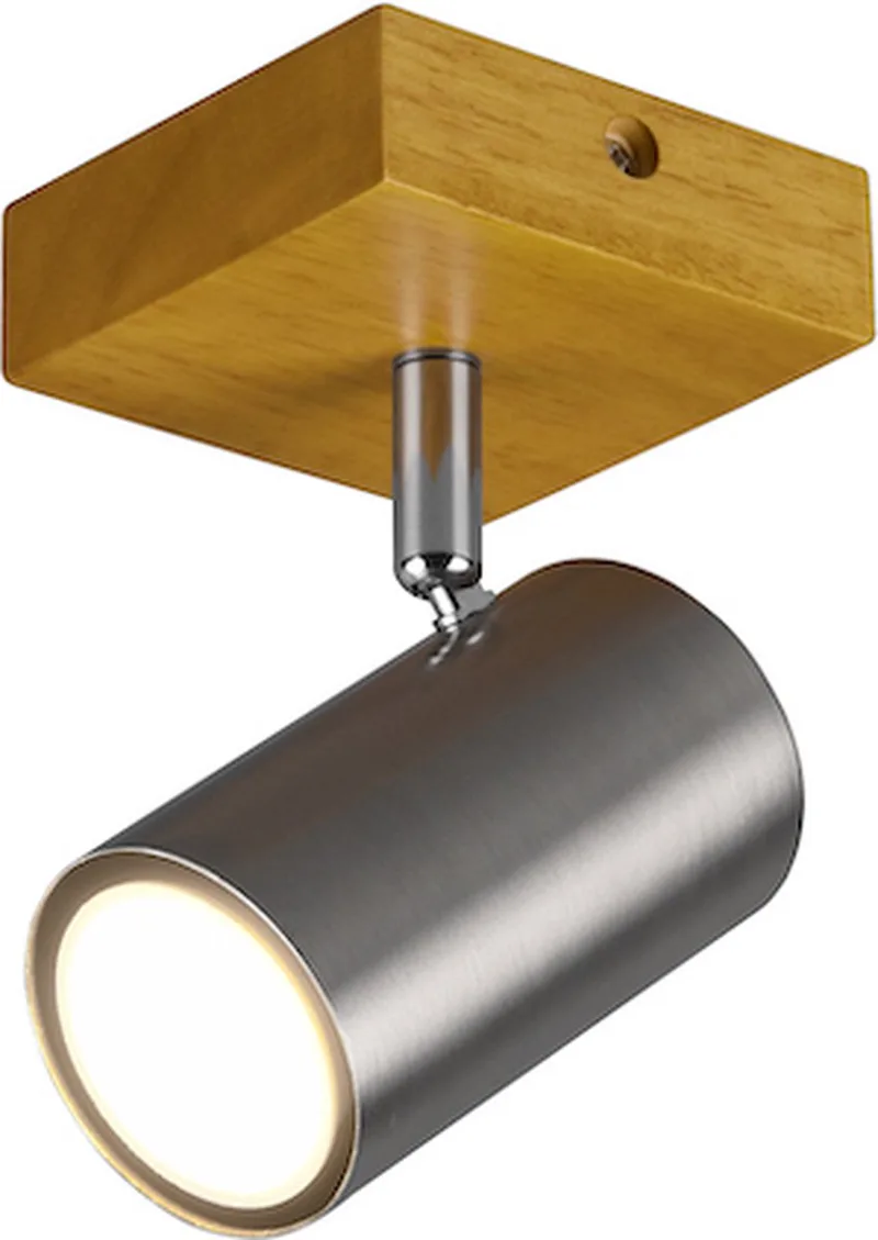 MARLEY - Spot - excl. 1x GU10 4,5W - Houten element de Trio en Nikkel mat – photo produit